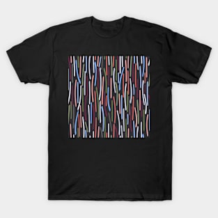 Pick up Sticks in cool winter tones on charcoal T-Shirt